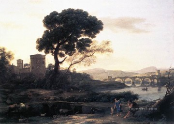 ブルック川の流れ Painting - 羊飼いのいる風景 ポン・モール・クロード・ロラン川